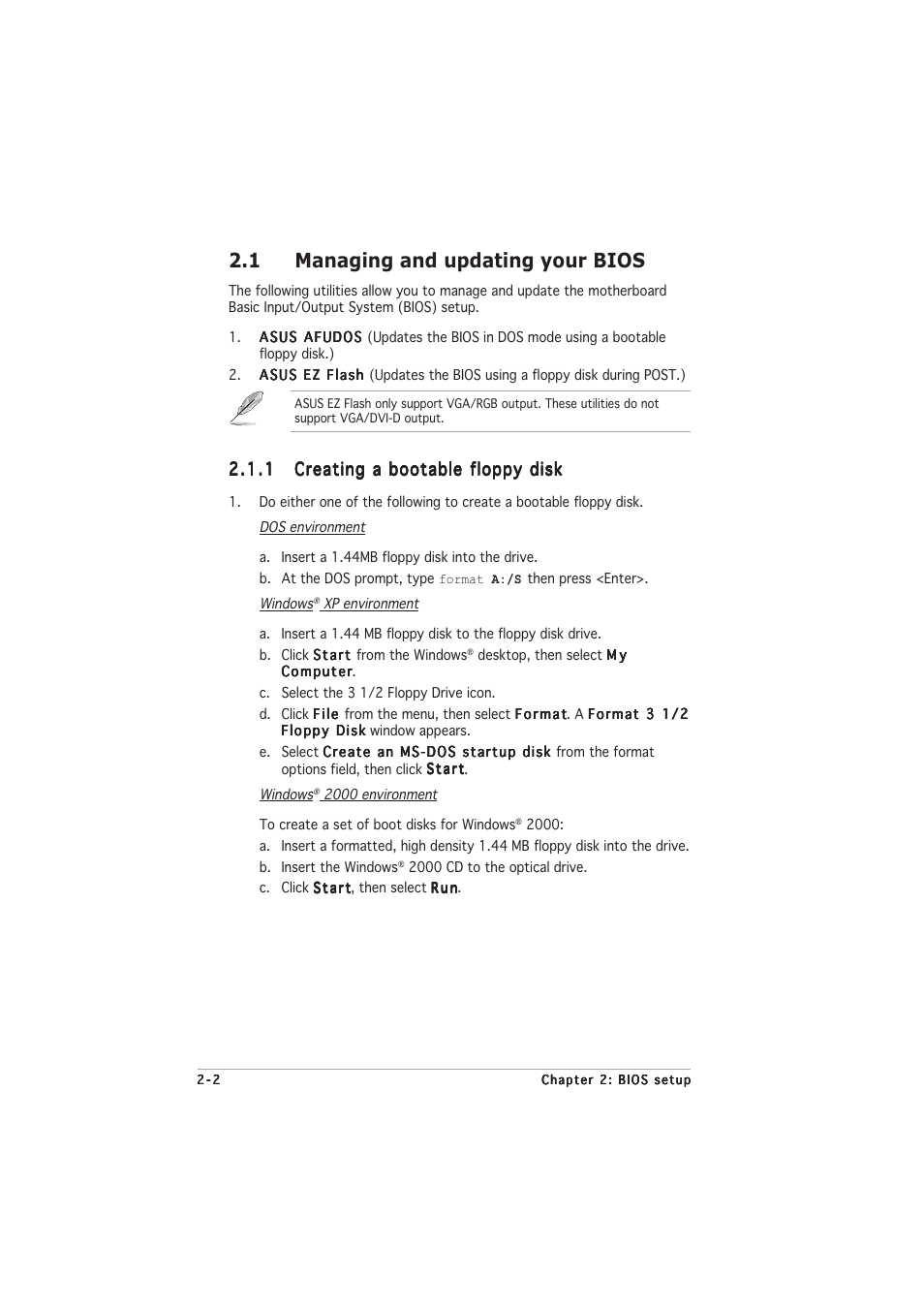 1 managing and updating your bios | Asus A8N-VM CSM/NBP User Manual | Page 42 / 76