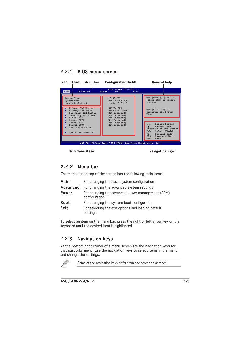 2 menu bar menu bar menu bar menu bar menu bar | Asus A8N-VM CSM/NBP User Manual | Page 49 / 76