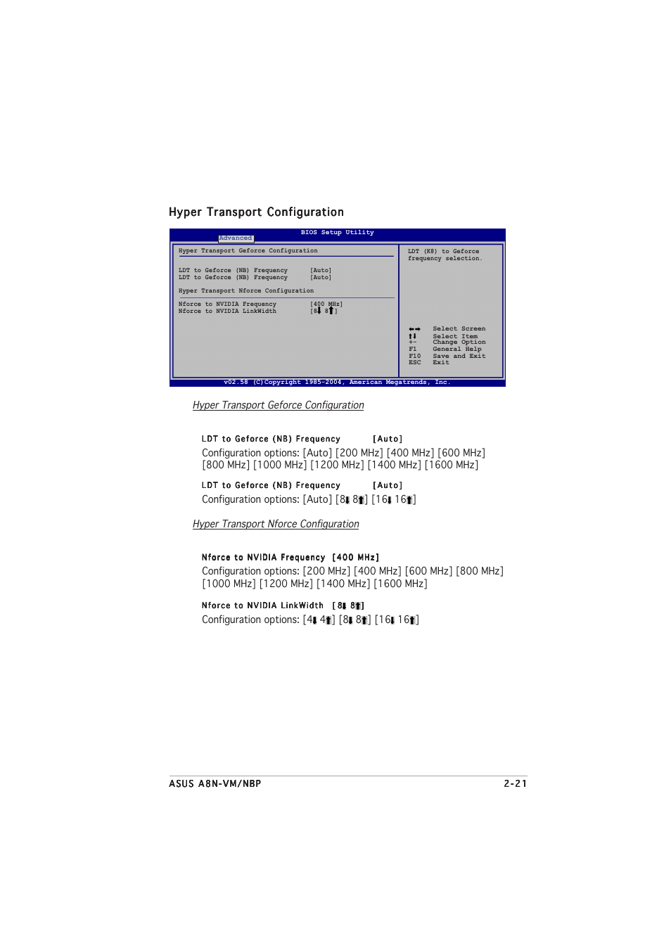 Hyper transport configuration | Asus A8N-VM CSM/NBP User Manual | Page 61 / 76