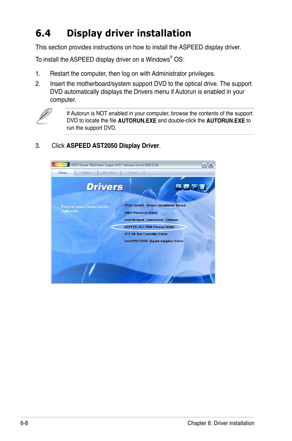 4 display driver installation, Display driver installation -8 | Asus RS500A-S6/PS4 User Manual | Page 112 / 116