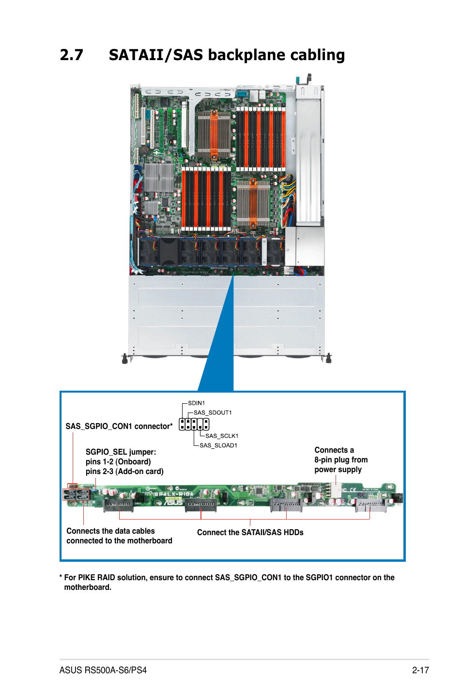 7 sataii/sas backplane cabling, Sataii/sas backplane cabling -17 | Asus RS500A-S6/PS4 User Manual | Page 35 / 116