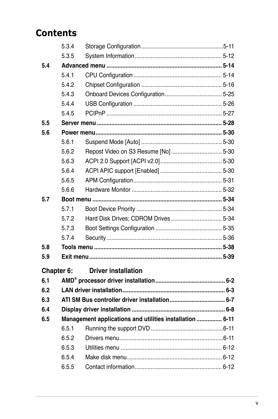 Asus RS500A-S6/PS4 User Manual | Page 5 / 116