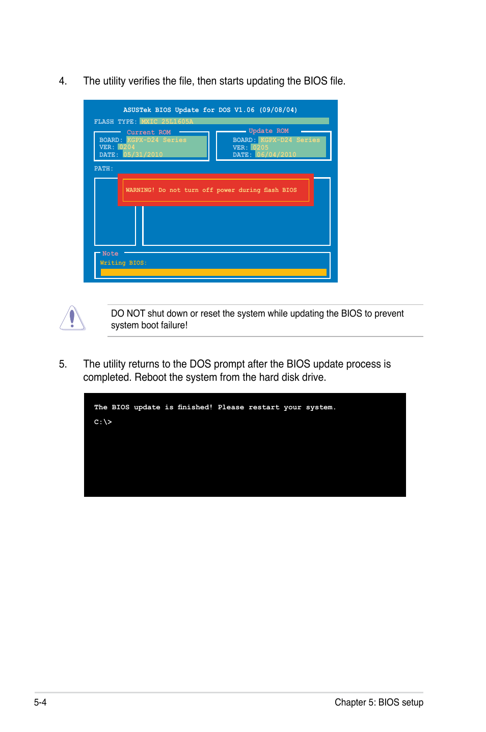 4 chapter 5: bios setup | Asus RS500A-S6/PS4 User Manual | Page 68 / 116