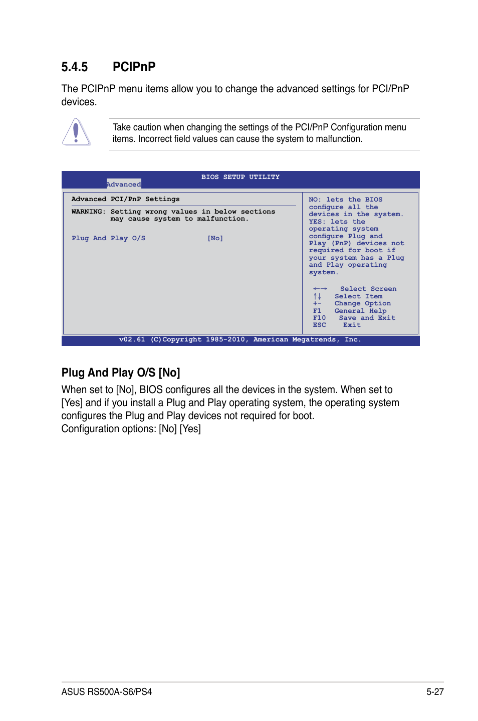 5 pcipnp, Pcipnp -27, Plug and play o/s [no | Asus RS500A-S6/PS4 User Manual | Page 91 / 116