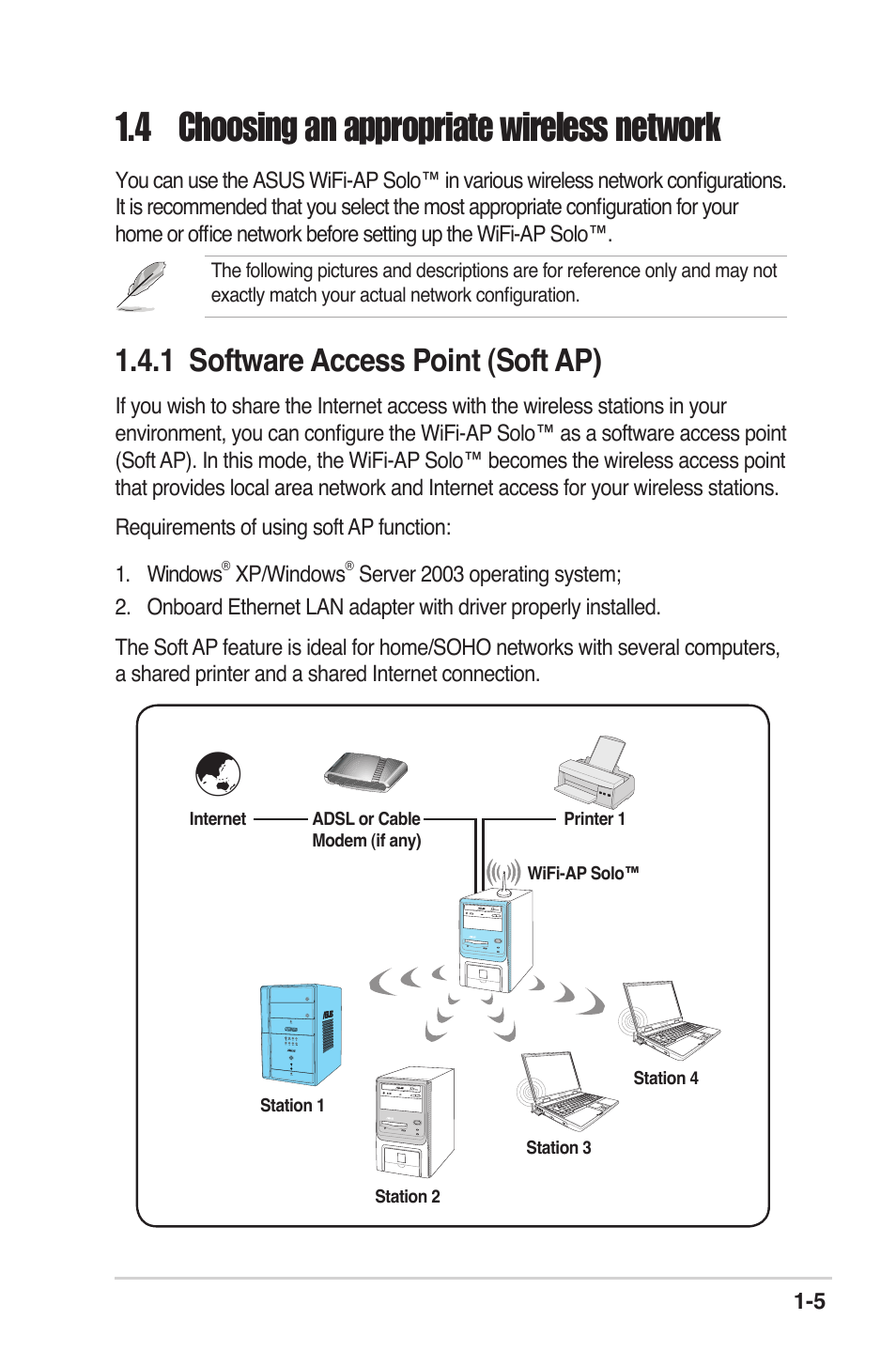 4 choosing an appropriate wireless network -5, 1 software access point (soft ap) -5, 4 choosing an appropriate wireless network | 1 software access point (soft ap) | Asus M2N32-SLI Deluxe User Manual | Page 11 / 38