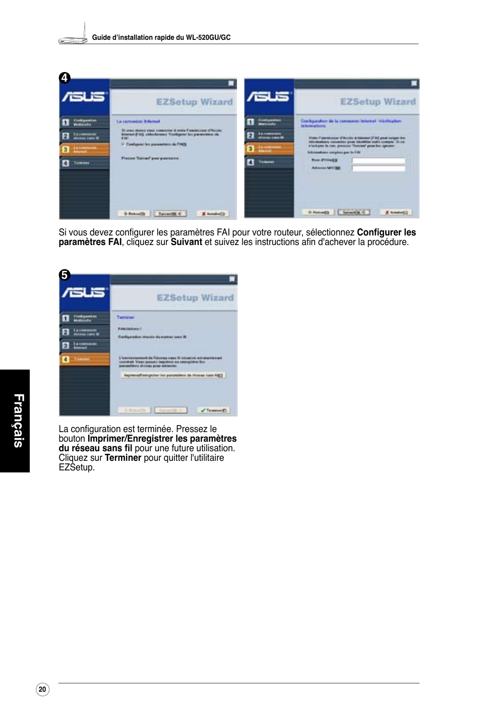 Français | Asus WL-520GU User Manual | Page 25 / 110