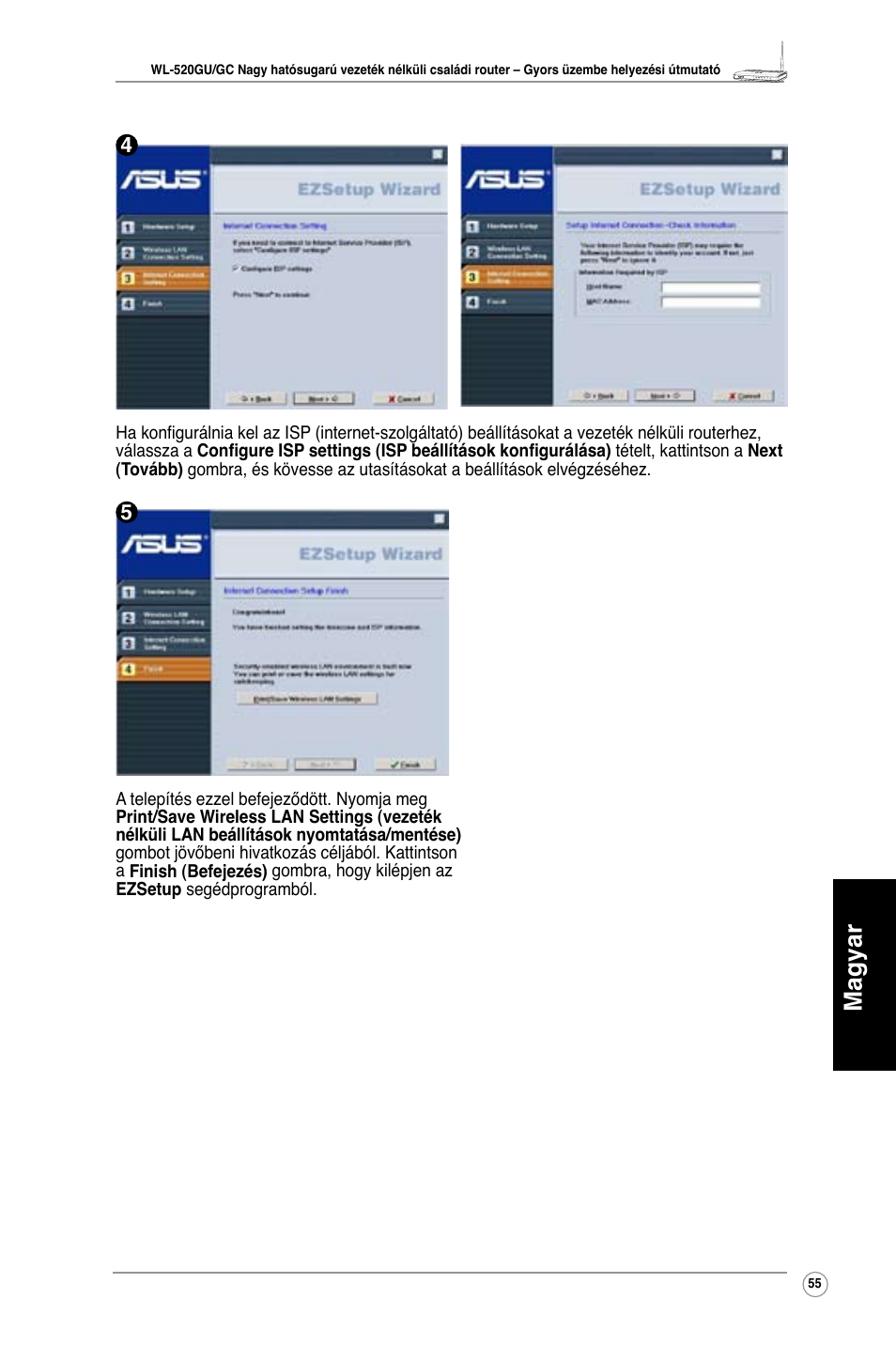 Magyar | Asus WL-520GU User Manual | Page 60 / 110