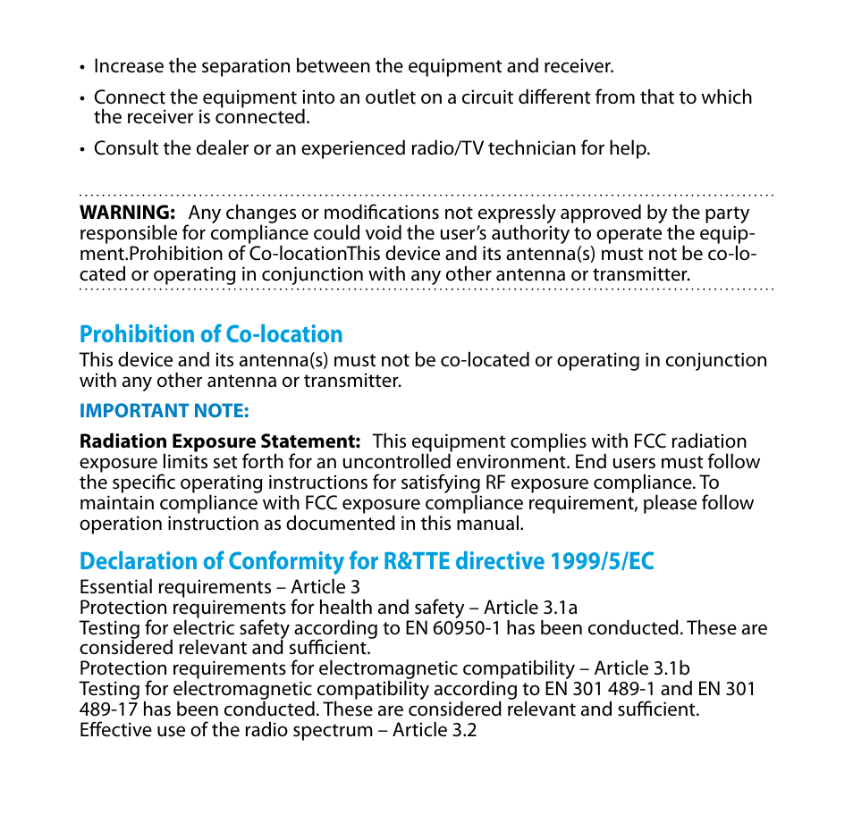 Prohibition of co-location | Asus EA-N66R User Manual | Page 11 / 13