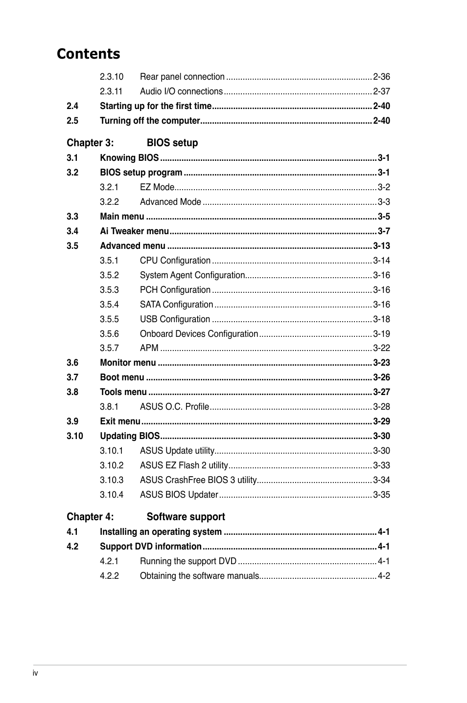 Asus Sabertooth P67 User Manual | Page 4 / 120