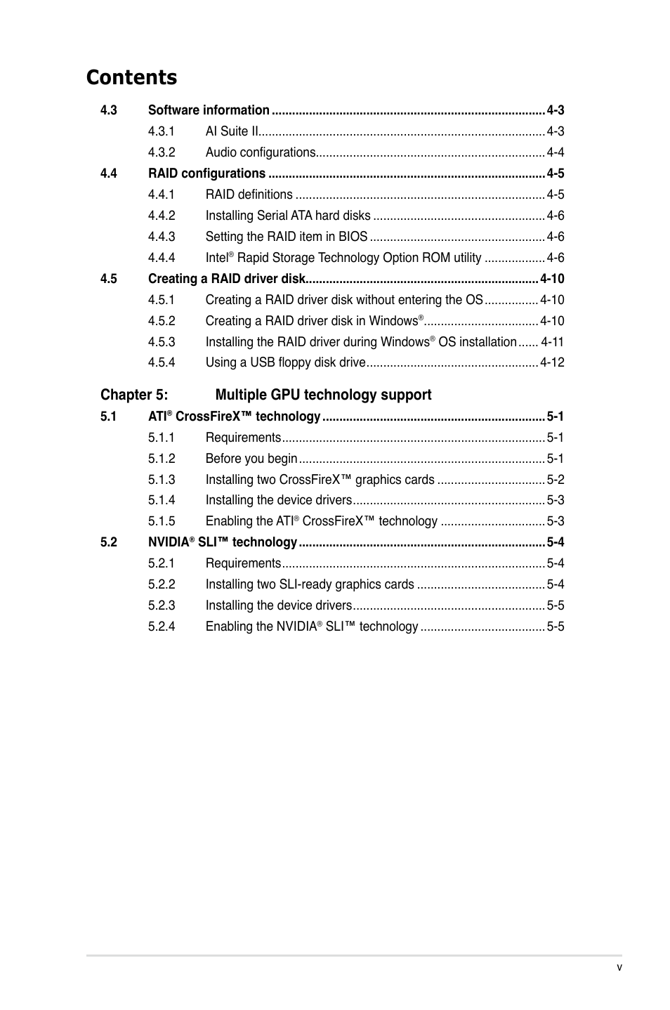 Asus Sabertooth P67 User Manual | Page 5 / 120