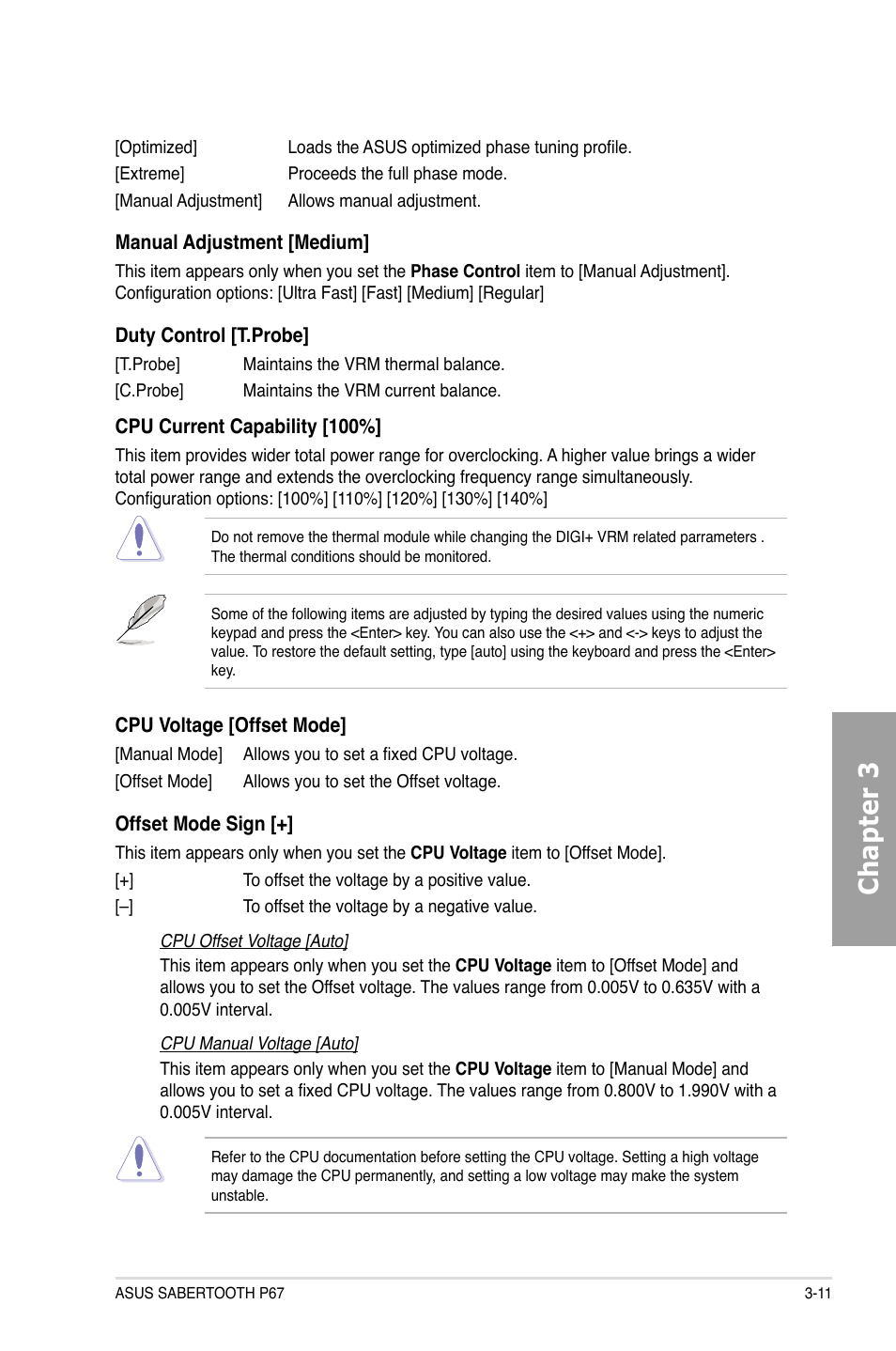 Chapter 3 | Asus Sabertooth P67 User Manual | Page 69 / 120