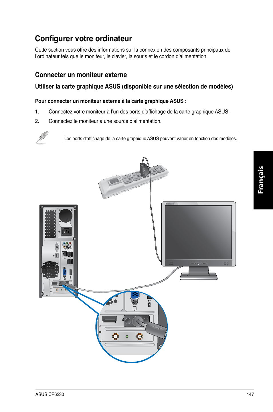 Configurer votre ordinateur, Fr ançais fr ançais | Asus CP6230 User Manual | Page 149 / 466