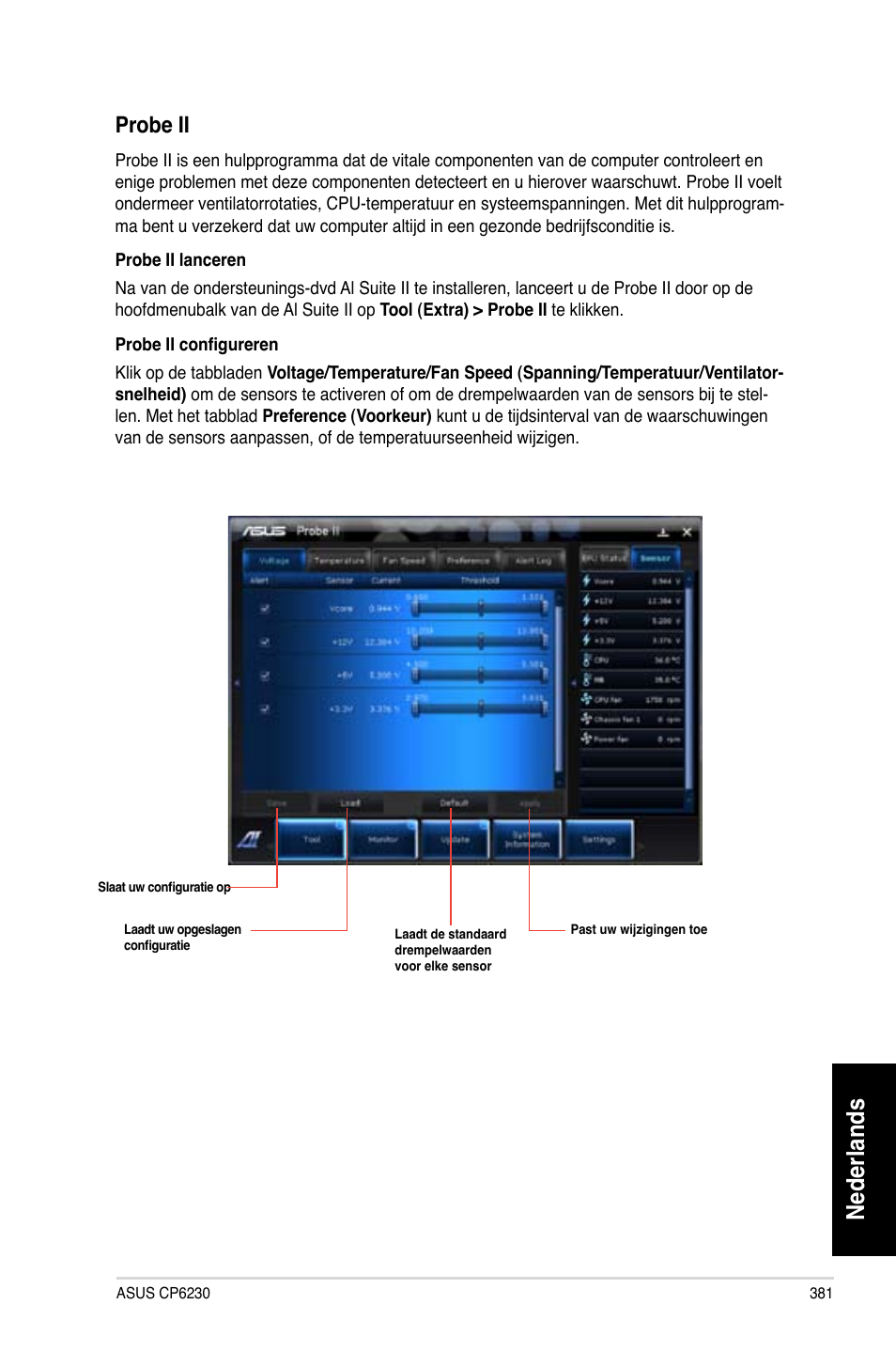 Nederlands, Probe ii | Asus CP6230 User Manual | Page 383 / 466