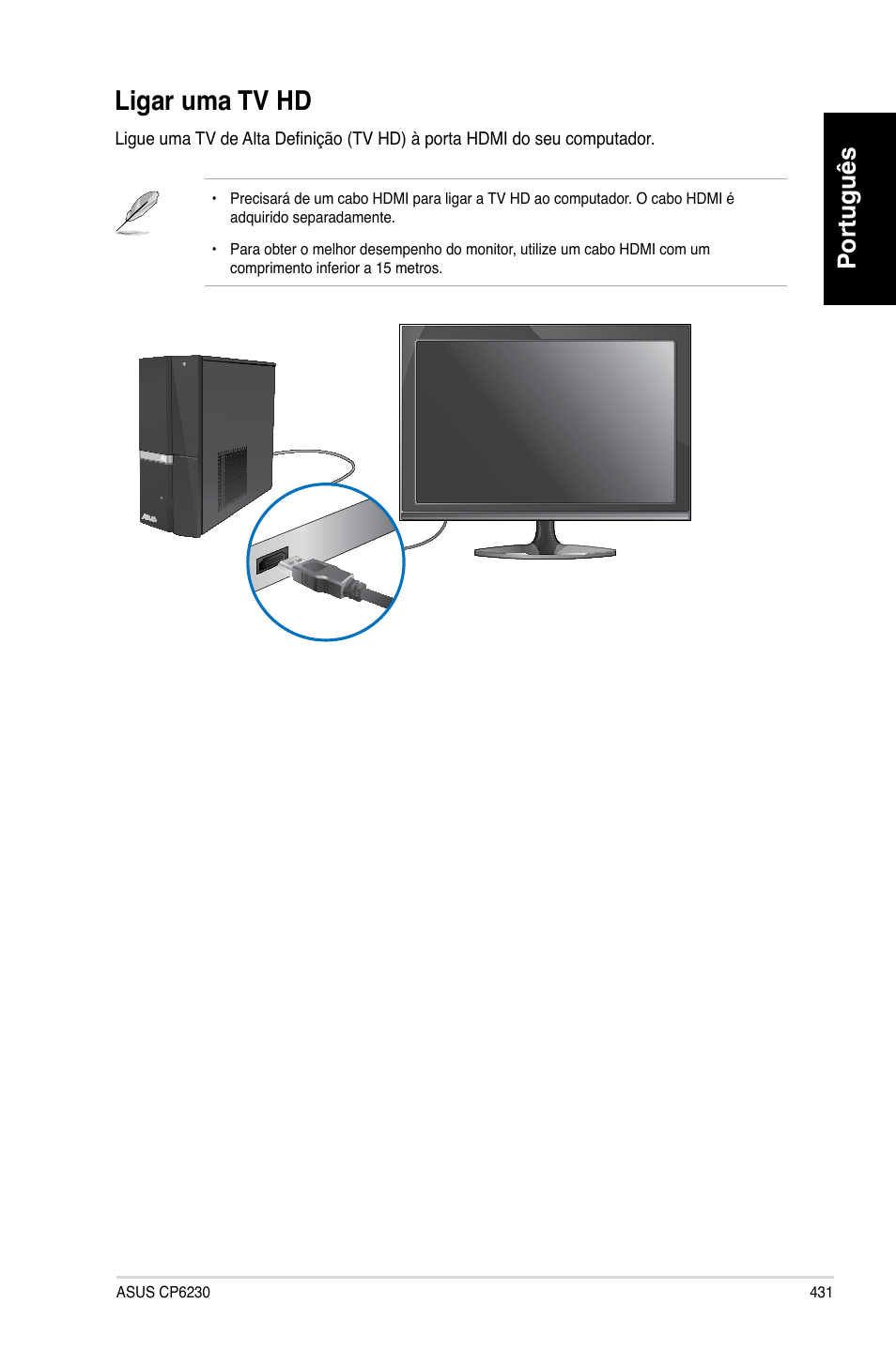 Ligar uma tv hd, Português | Asus CP6230 User Manual | Page 433 / 466