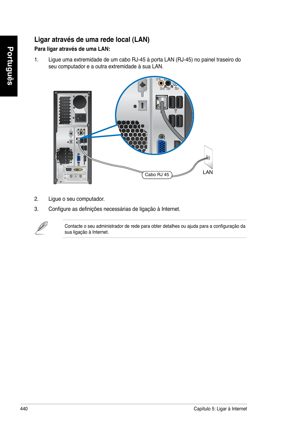 Português, Ligar através de uma rede local �lan | Asus CP6230 User Manual | Page 442 / 466