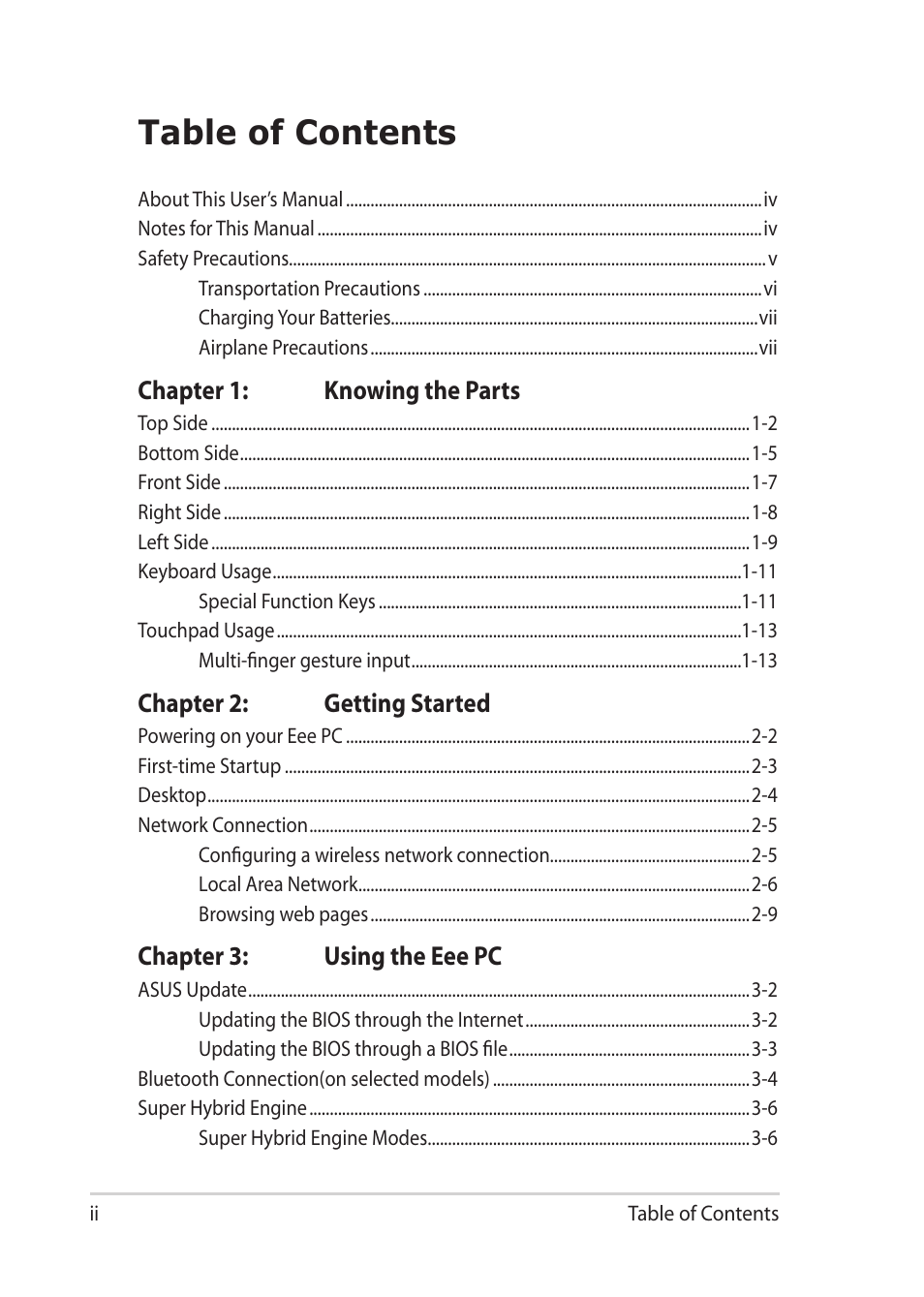 Asus Eee PC 1201K User Manual | Page 2 / 56