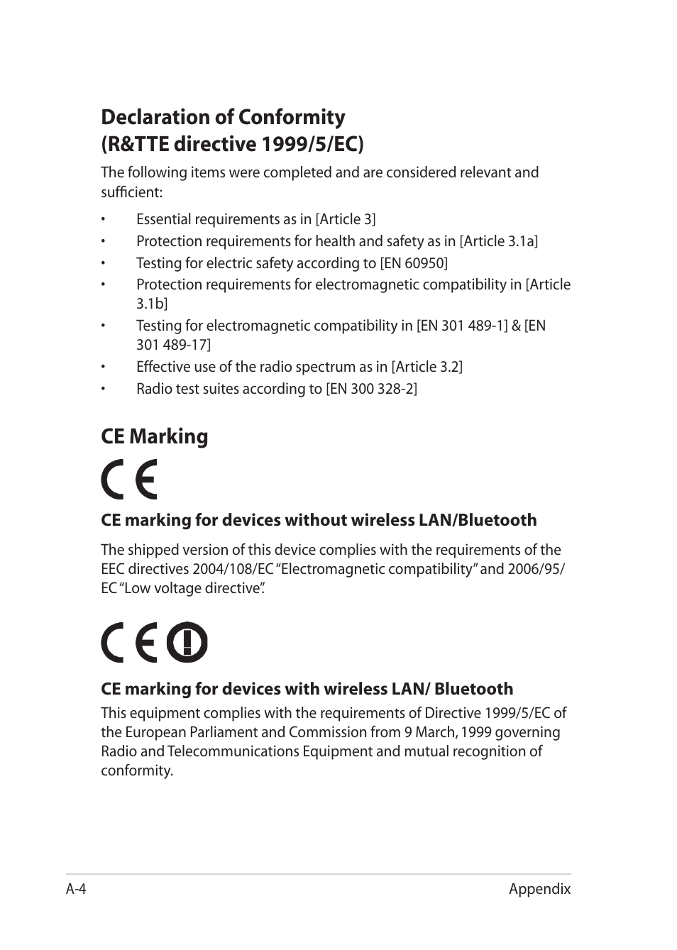 Ce marking | Asus Eee PC 1201K User Manual | Page 48 / 56