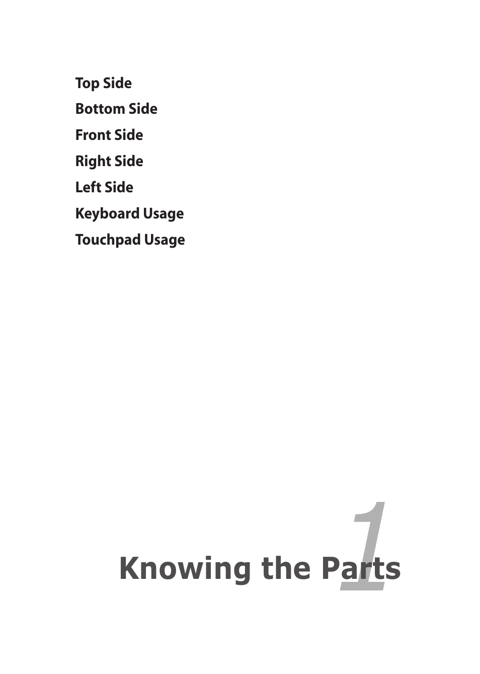 Chapter 1: knowing the parts, Chapter 1, Knowing the parts | Asus Eee PC 1201K User Manual | Page 9 / 56