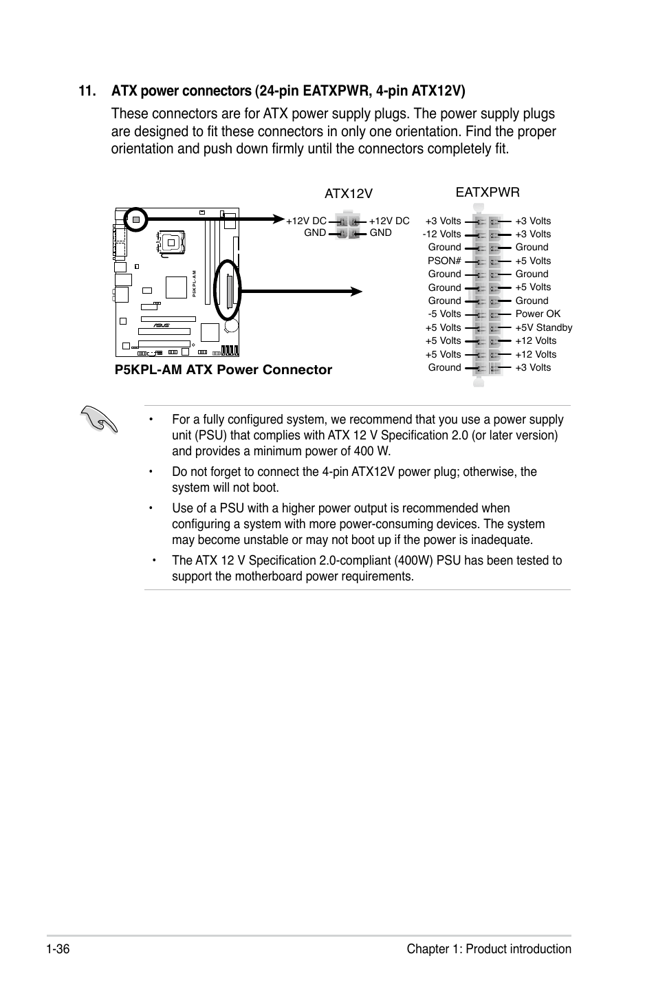 P5kpl-am atx power connector eatxpwr atx12v | Asus P5KPL-AM/PS User Manual | Page 48 / 92