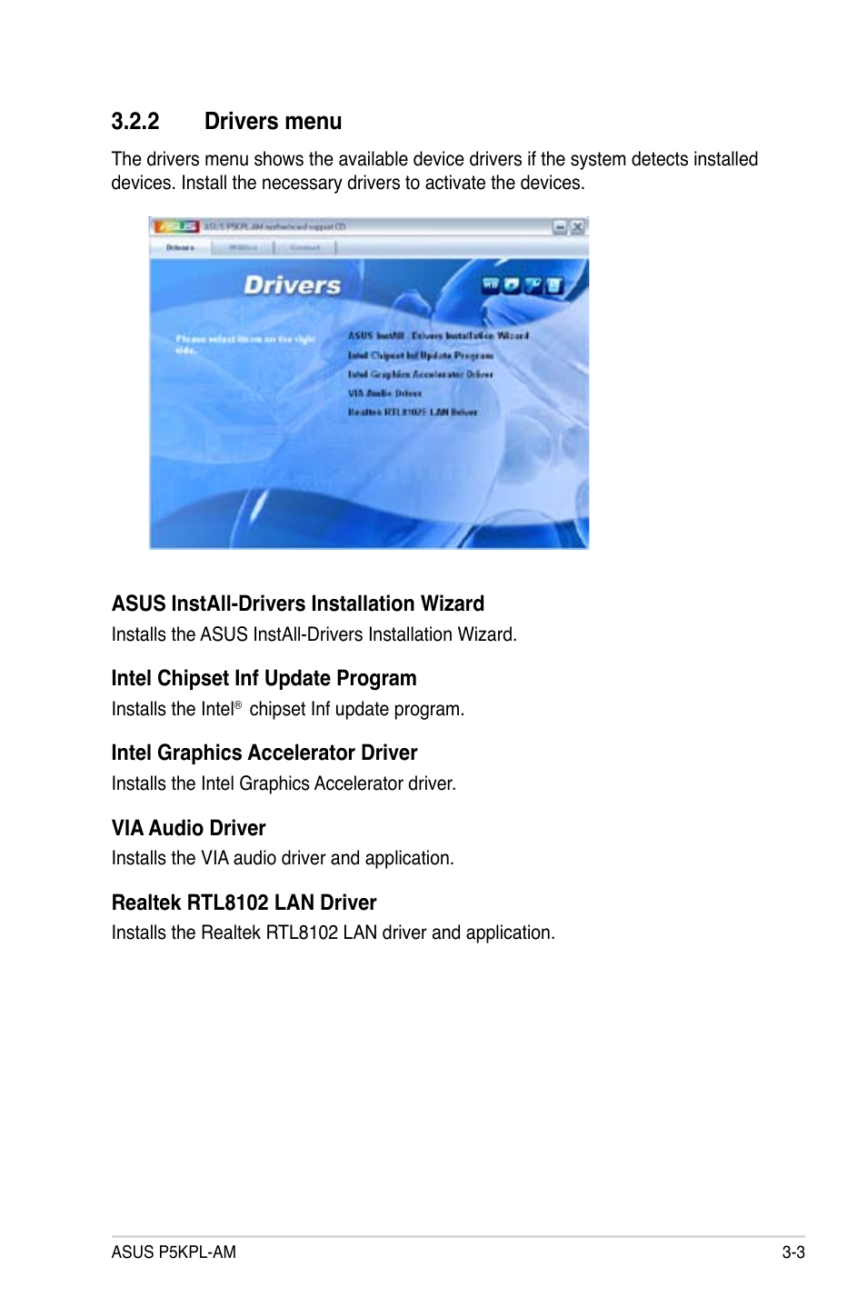 2 drivers menu | Asus P5KPL-AM/PS User Manual | Page 87 / 92