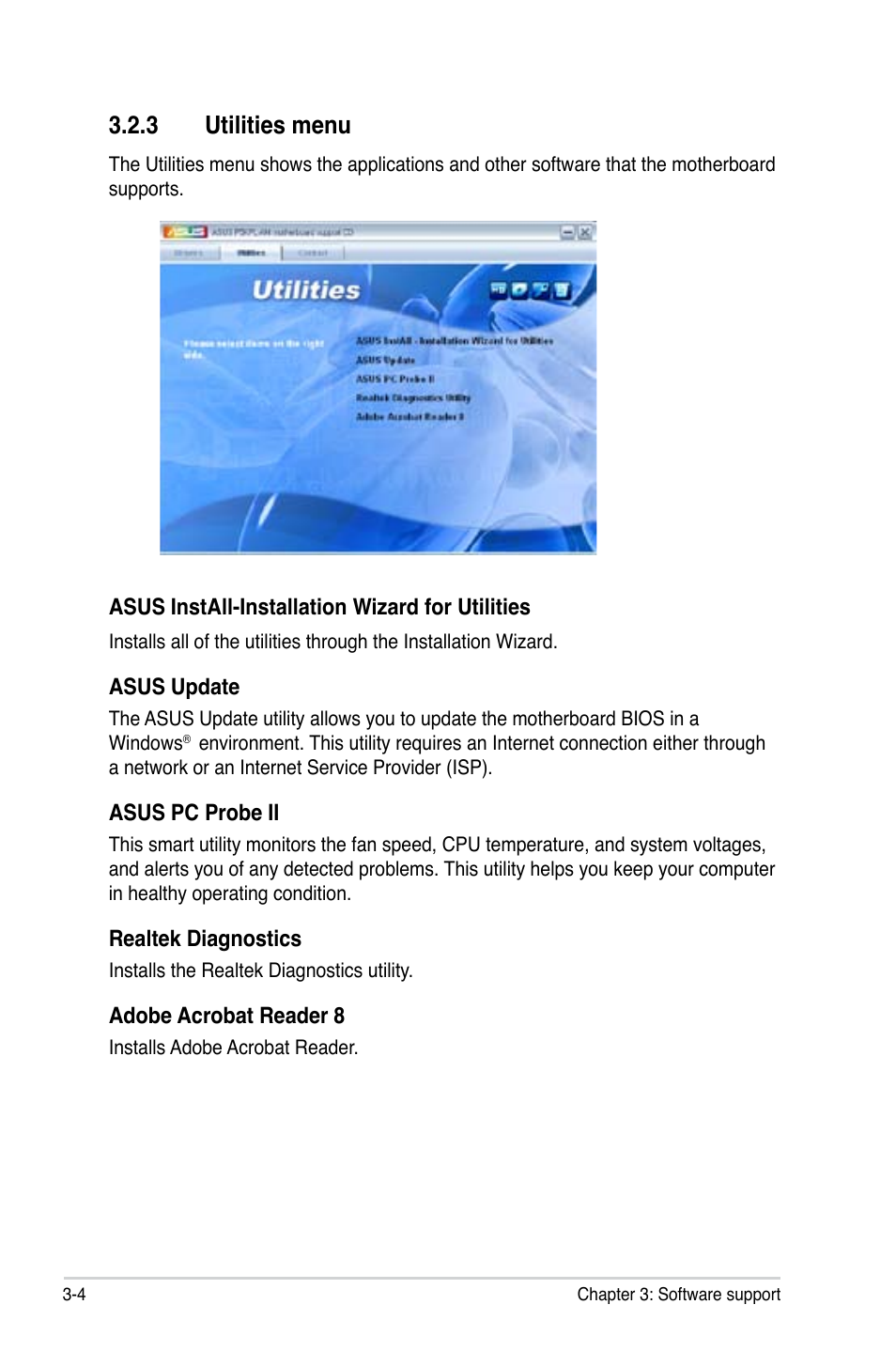 3 utilities menu | Asus P5KPL-AM/PS User Manual | Page 88 / 92