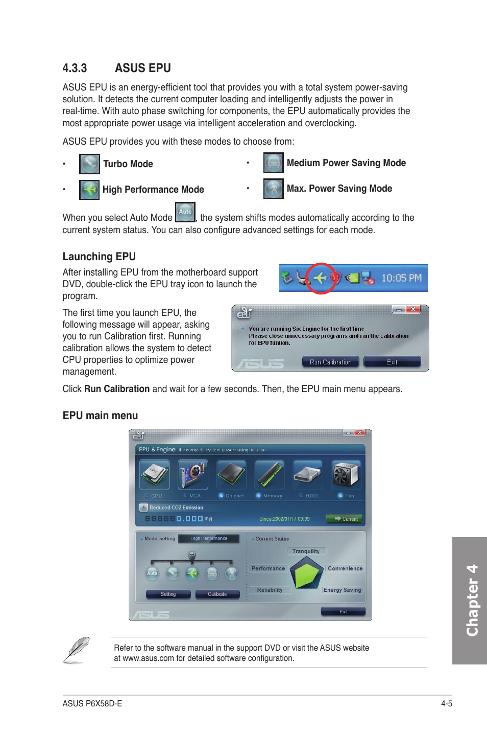 3 asus epu, Asus epu -5, Chapter 4 | Asus P6X58D-E User Manual | Page 101 / 128