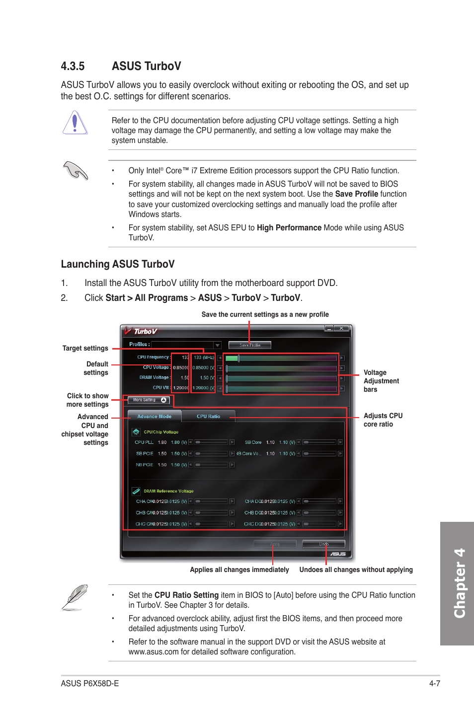 5 asus turbov, Asus turbov -7, Chapter 4 | Launching asus turbov | Asus P6X58D-E User Manual | Page 103 / 128