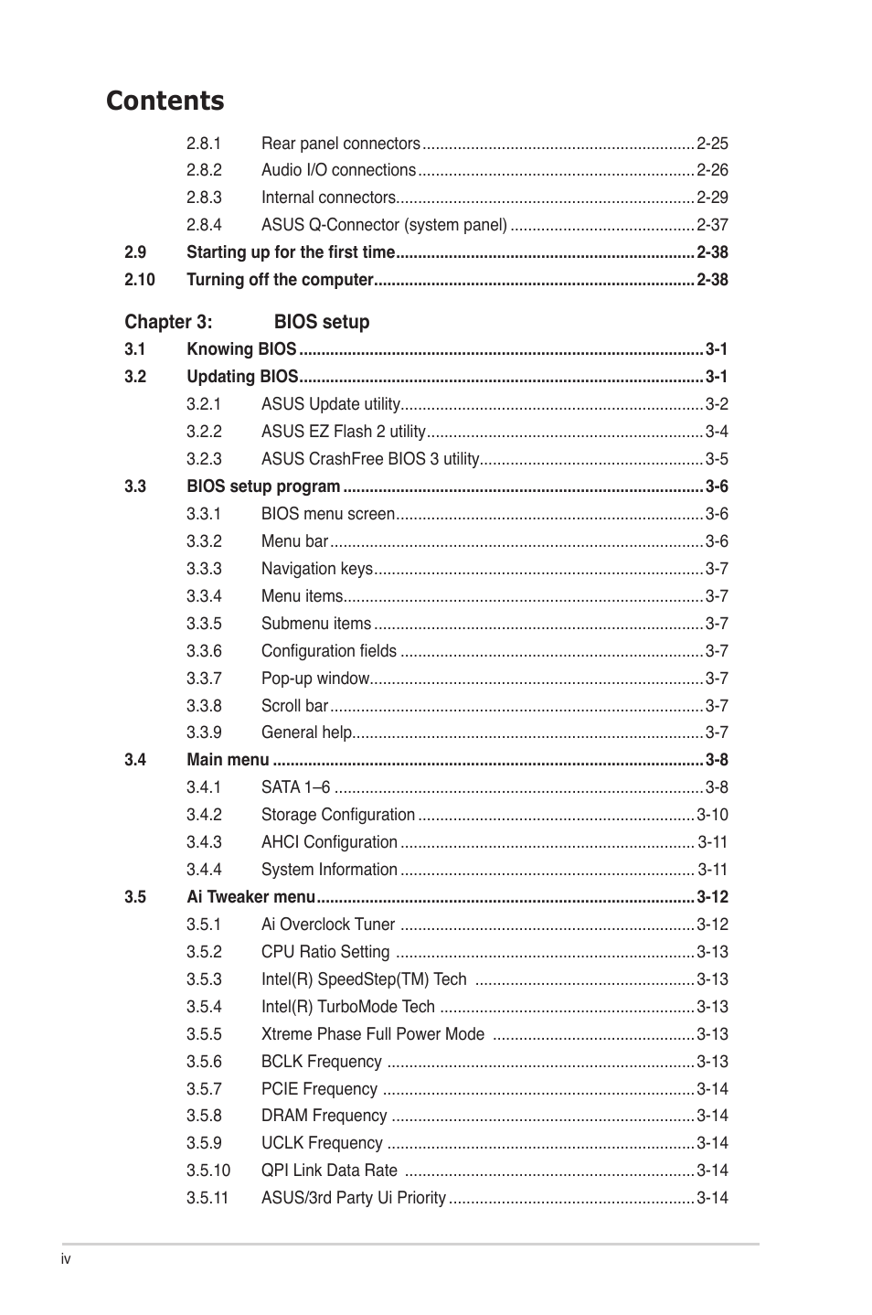 Asus P6X58D-E User Manual | Page 4 / 128