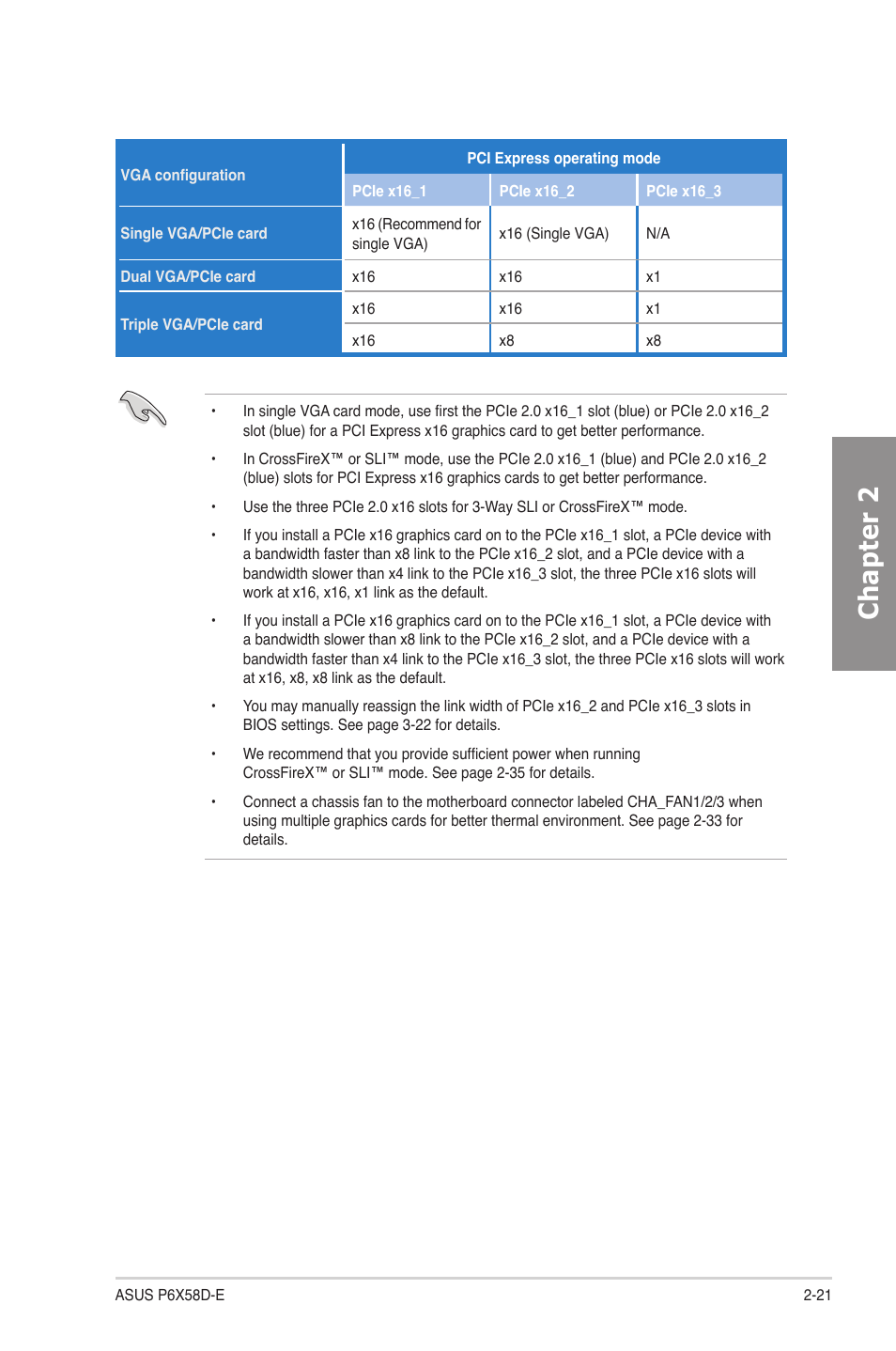 Chapter 2 | Asus P6X58D-E User Manual | Page 41 / 128