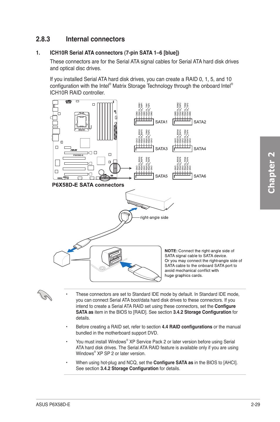 3 internal connectors, Internal connectors -29, Chapter 2 | Asus P6X58D-E User Manual | Page 49 / 128