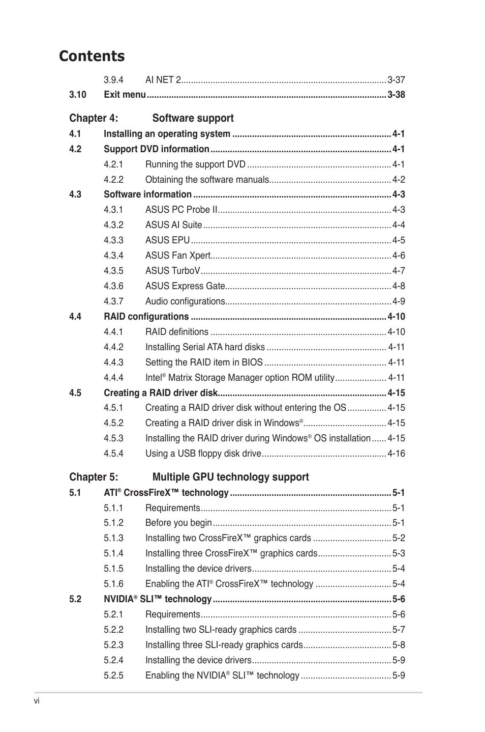 Asus P6X58D-E User Manual | Page 6 / 128