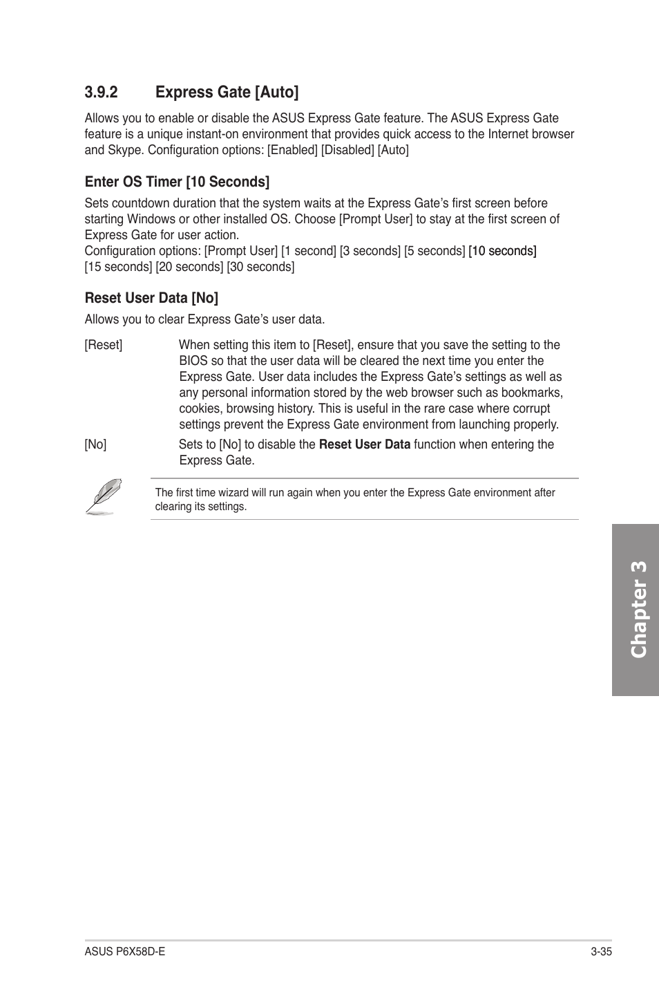 2 express gate [auto, Express gate -35, Chapter 3 | Asus P6X58D-E User Manual | Page 93 / 128