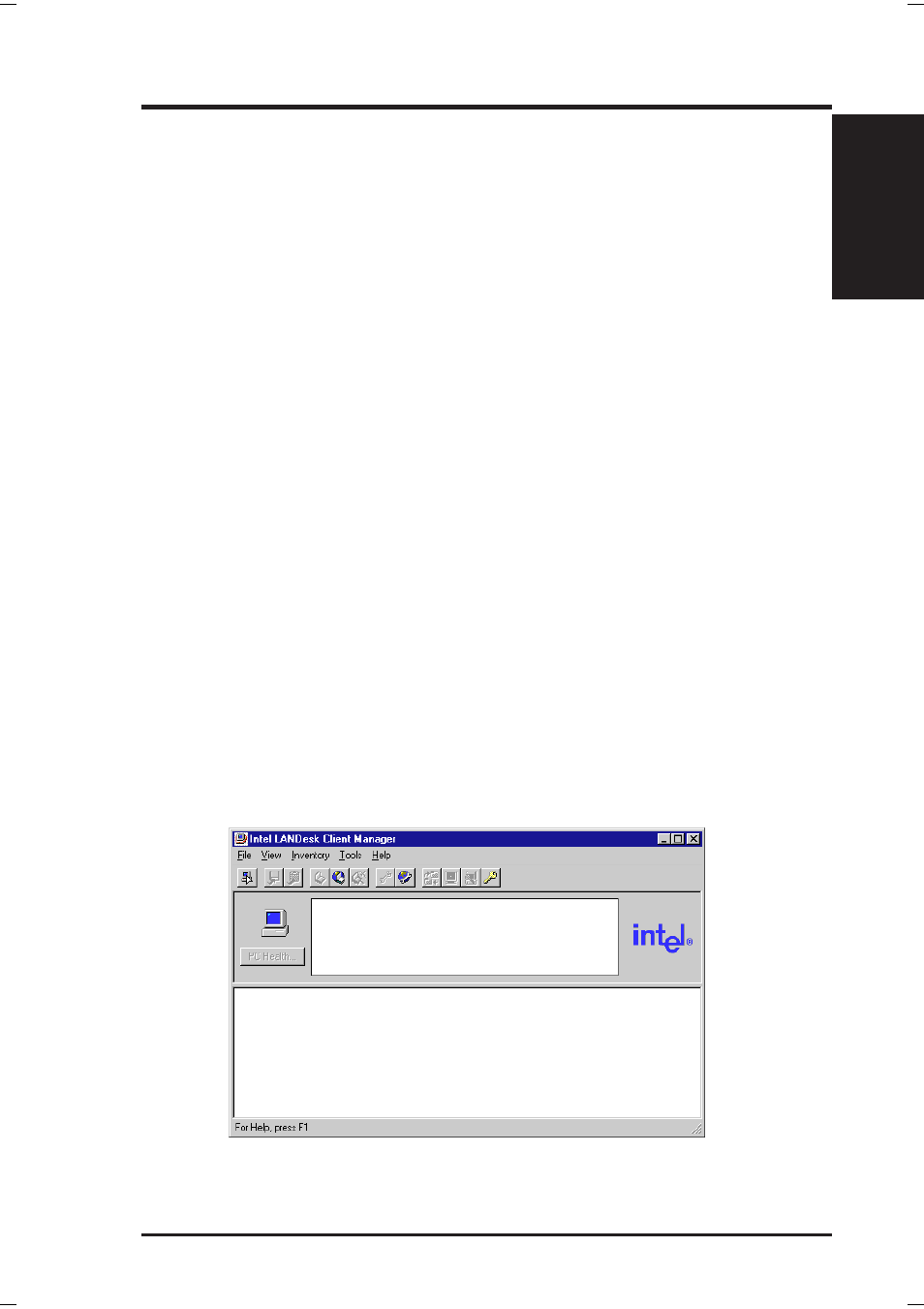 Software reference, 1 intel landesk client manager, 1 main client manager window | Asus P3B-1394 User Manual | Page 77 / 104