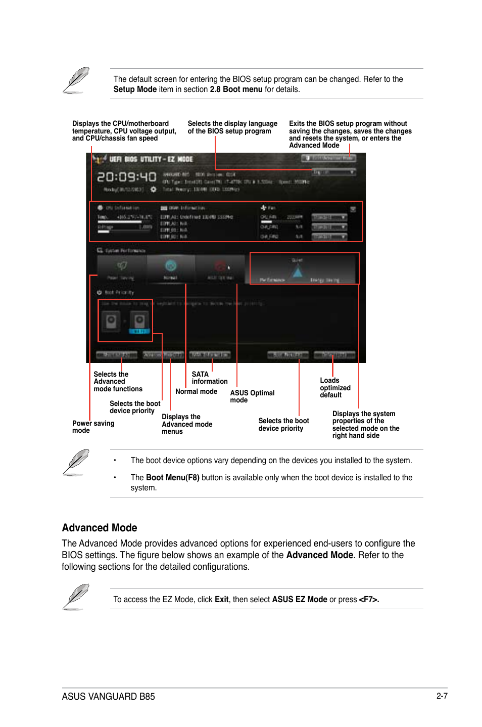 Advanced mode, Asus vanguard b85 | Asus VANGUARD B85 User Manual | Page 45 / 86