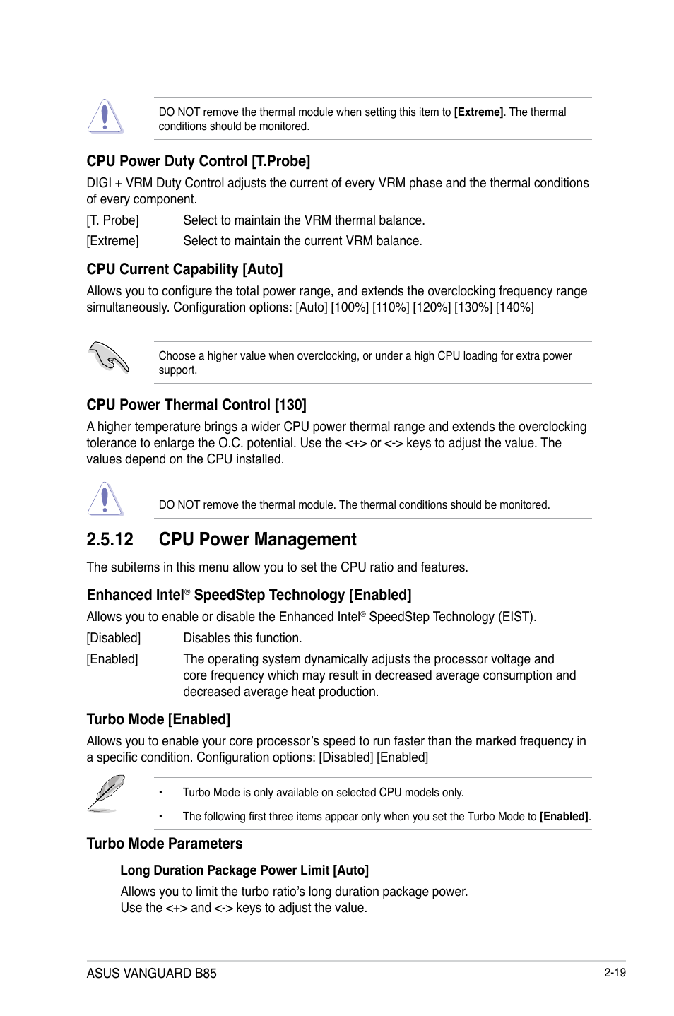 12 cpu power management | Asus VANGUARD B85 User Manual | Page 57 / 86