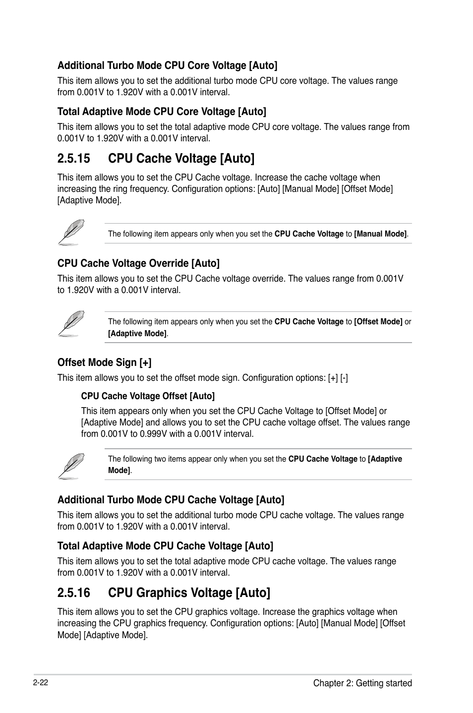 15 cpu cache voltage [auto, 16 cpu graphics voltage [auto | Asus VANGUARD B85 User Manual | Page 60 / 86