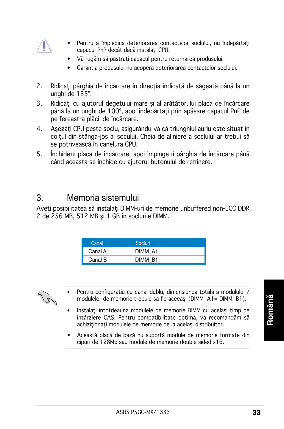 Română | Asus P5GC-MX/1333 User Manual | Page 33 / 38