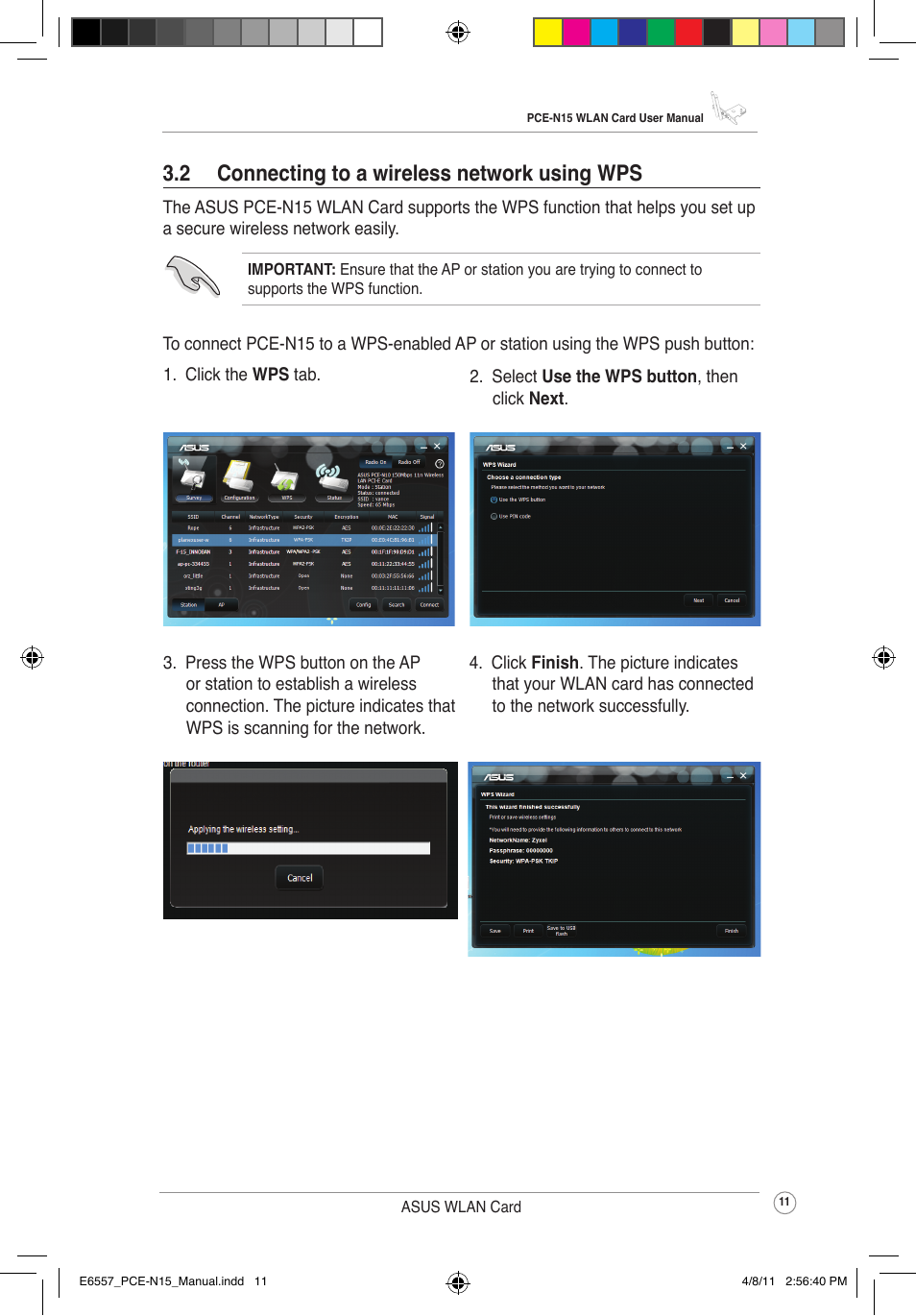 2 connecting to a wireless network using wps | Asus PCE-N15 User Manual | Page 14 / 35