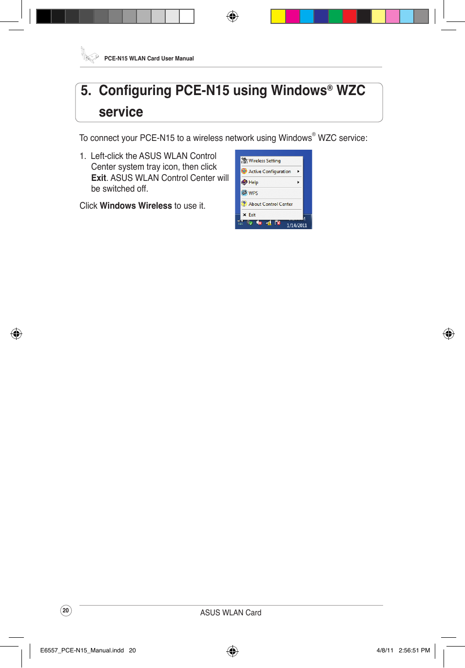 Configuring pce-n15 using windows® wzc service, Configuring pce-n15 using windows, Wzc service | Asus PCE-N15 User Manual | Page 23 / 35