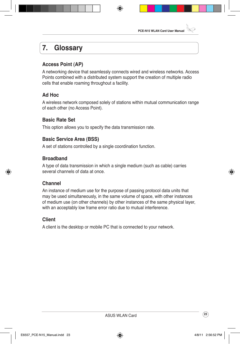 Glossary | Asus PCE-N15 User Manual | Page 26 / 35