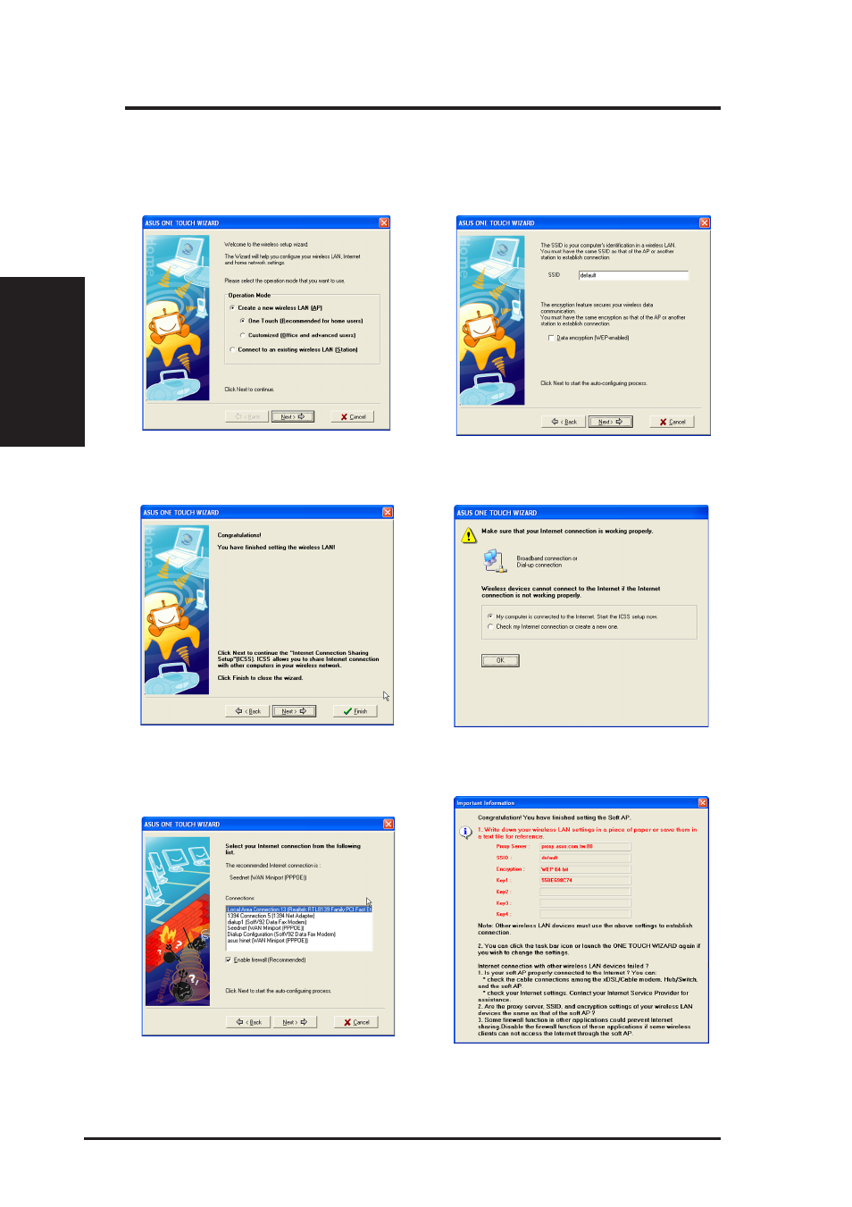One touch wizard (new wireless lan), Chapter 2 - installation | Asus WL-100gDeluxe User Manual | Page 12 / 57