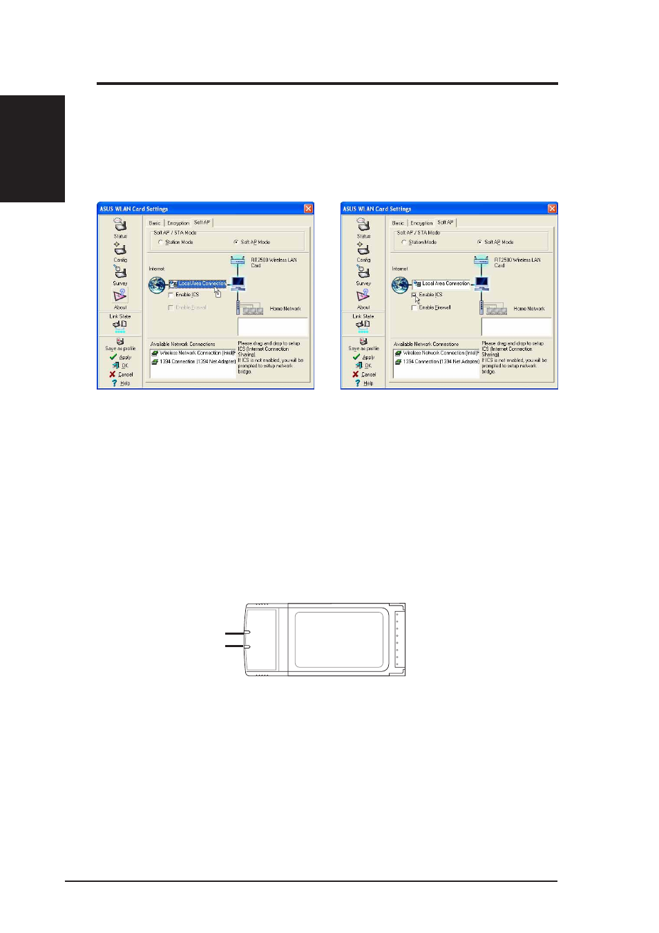 Soft ap (windows xp only), Reading the asus wlan status indicators, Quick start guide | Asus WL-107g User Manual | Page 6 / 42