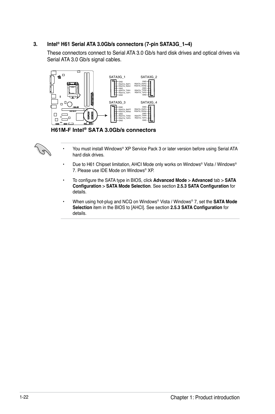 Intel, H61m-f intel, You must install windows | Vista / windows, Please use ide mode on windows | Asus H61M-F User Manual | Page 34 / 74