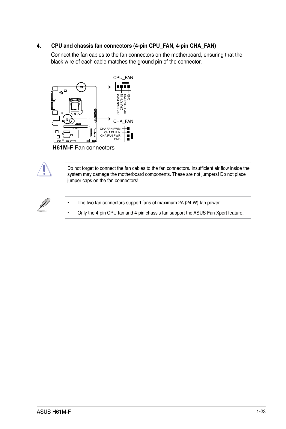 H61m-f fan connectors, Asus h61m-f | Asus H61M-F User Manual | Page 35 / 74