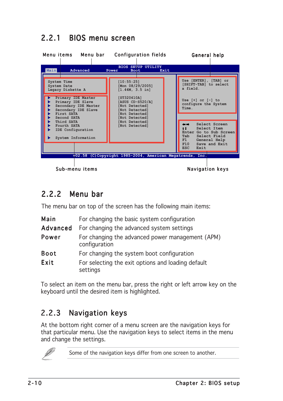 2 menu bar menu bar menu bar menu bar menu bar | Asus A8N-VM CSM/NBP User Manual | Page 50 / 86