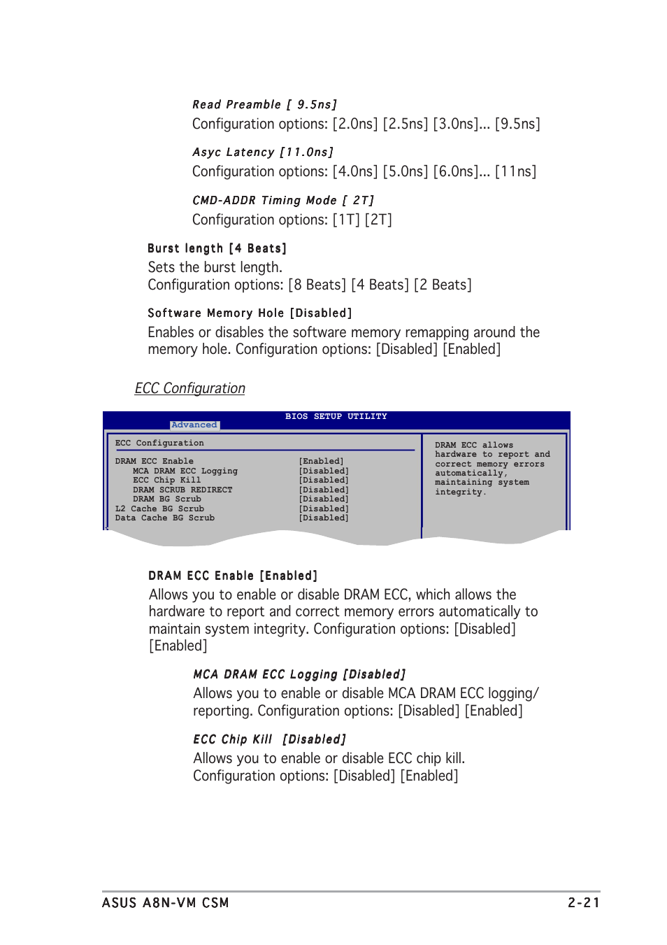 Configuration options: [1t] [2t | Asus A8N-VM CSM/NBP User Manual | Page 61 / 86
