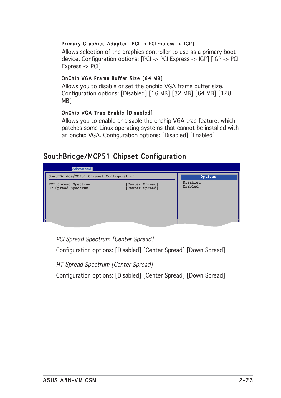 Southbridge/mcp51 chipset configuration | Asus A8N-VM CSM/NBP User Manual | Page 63 / 86