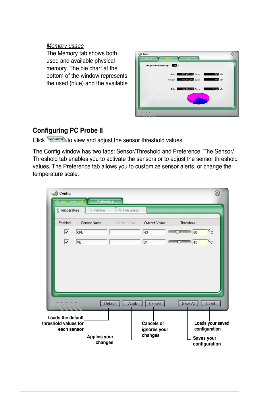 Configuring pc probe ii | Asus Application Manual User Manual | Page 6 / 6