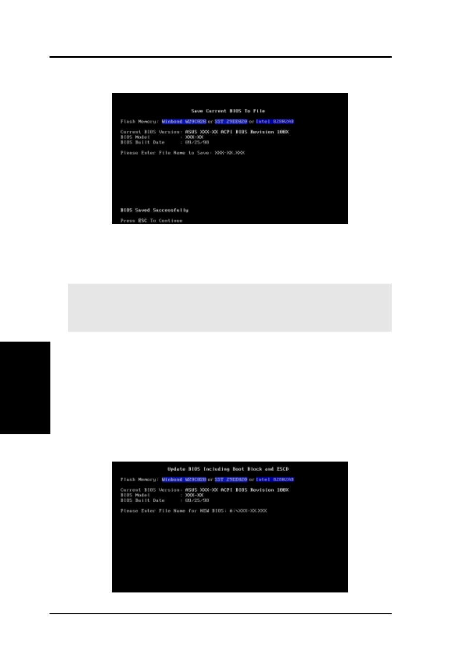 Bios setup, 2 updating bios procedures | Asus CUSL2-C BP User Manual | Page 46 / 106