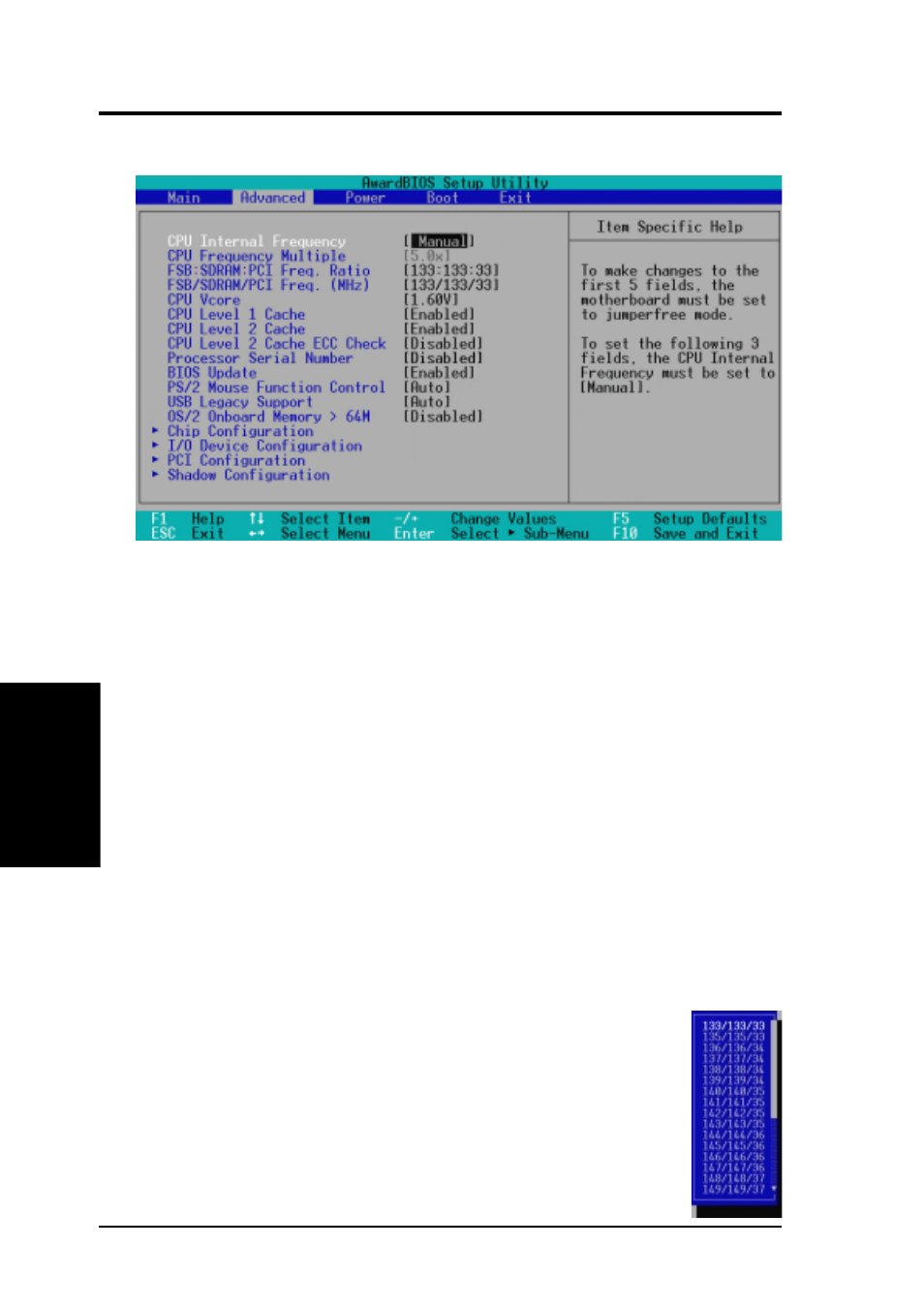 Bios setup, 4 advanced menu | Asus CUSL2-C BP User Manual | Page 58 / 106